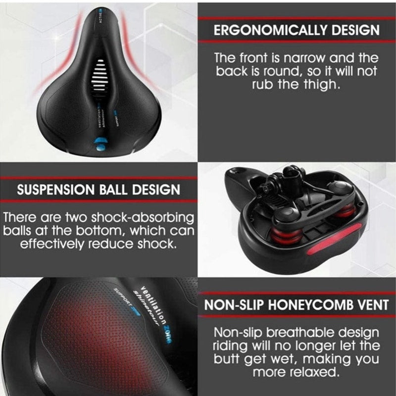 BRAND NEW Black Bicycle Memory Foam Cushion Shock Absorbing Waterproof Bike Seat