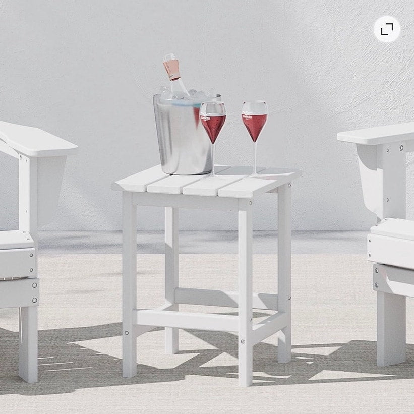 BRAND NEW ~ White Outdoor All Weather Poly Lumber Adirondack Square End Table