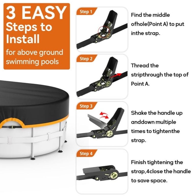 BRAND NEW ~ 12x20ft Waterproof & Dustproof Oval Above Ground Pool Cover & Winch