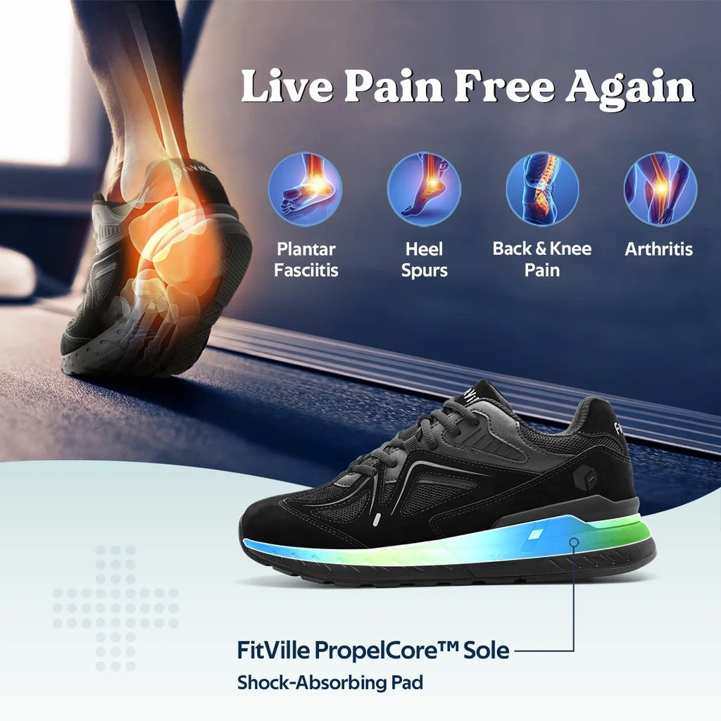 NWT ~ FitVille Extra Wide Men's Walking Shoes Arch Support Comfort Sneakers 9.5