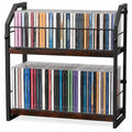 BRAND NEW ~ 2-Tier Wood & Metal CD Storage Shelf Desktop Media Display Rack