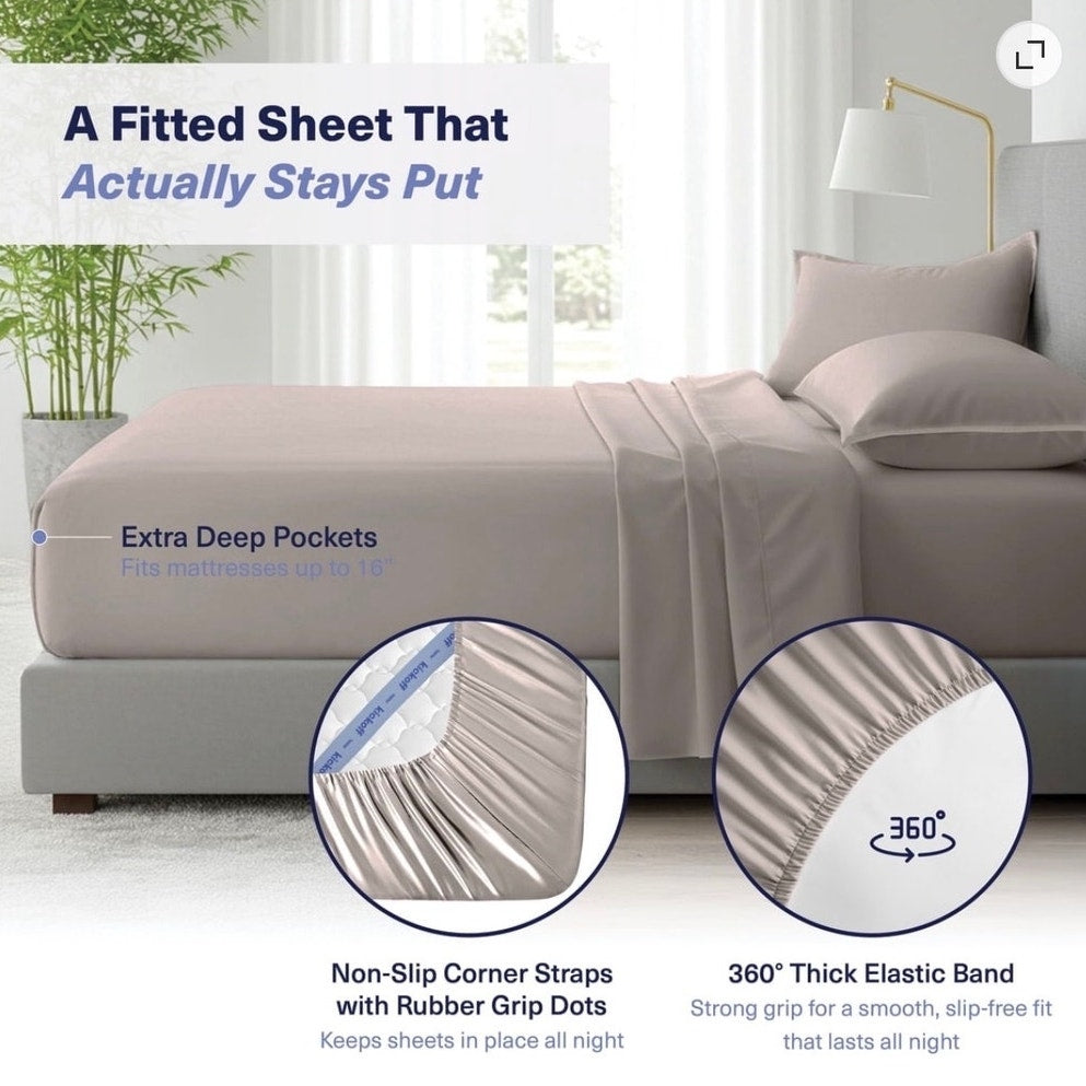 BRAND NEW 3pc Twin Size Gray Mist 100% Organic Bamboo Viscose Cooling Sheet Set