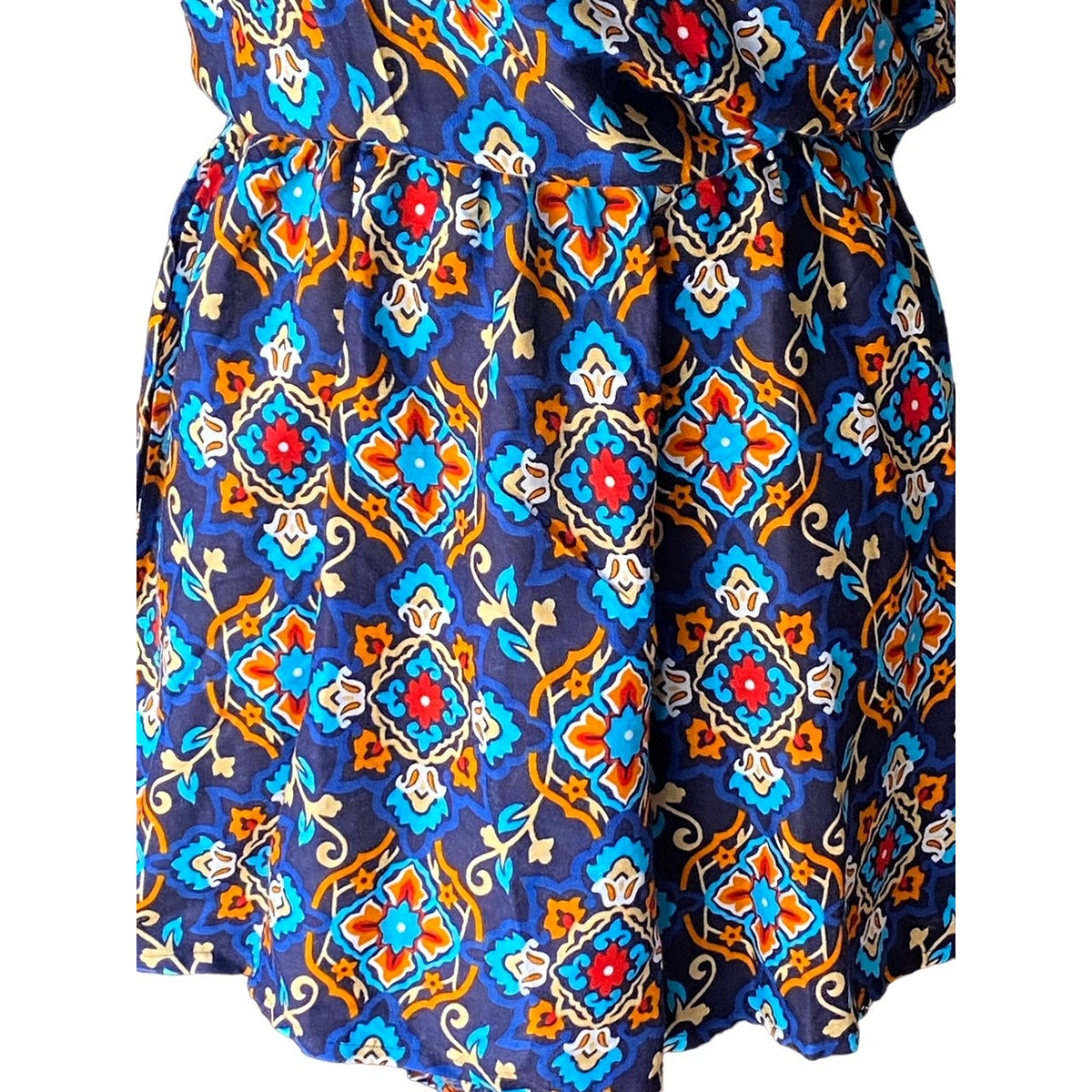 NWT ~ YOUNG USA Blue Bohemian Paisley Wrap Front Boho Romper ~ Women's MEDIUM