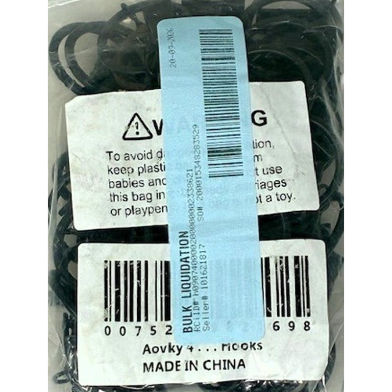 BRAND NEW ~ Set/46 Black Metal Curtain Rings & Clips Drapes Rod 1" Interior Diam