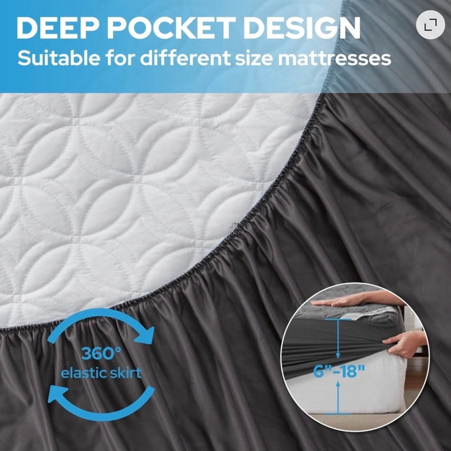BRAND NEW ~ Gray QUEEN SIZE Waterproof Breathable Mattress Protector Soft Cover