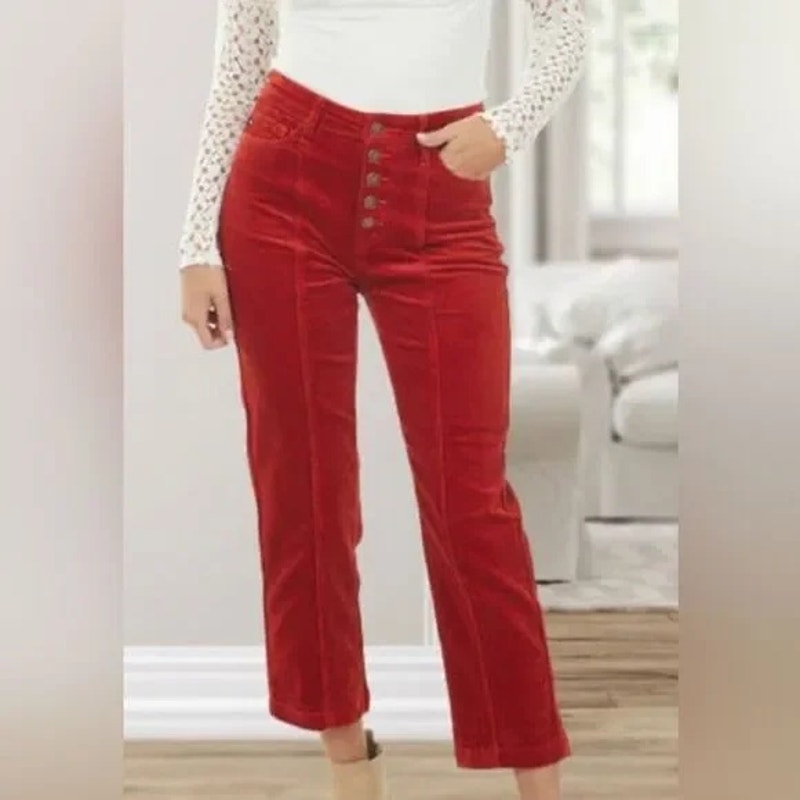NWT ~ JUDY BLUE Mandy Cord Button Fly Ankle Straight Pants ~ Women's 3 / 26