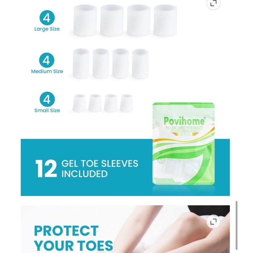 BRAND NEW ~ 12pack White Silicone Toe Sleeves Protectors Tube Pads ~ 3 Sizes