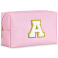 NWT ~ Pink Monogram "A" Large Capacity Cosmetic Travel Bag ~ Zipper Top