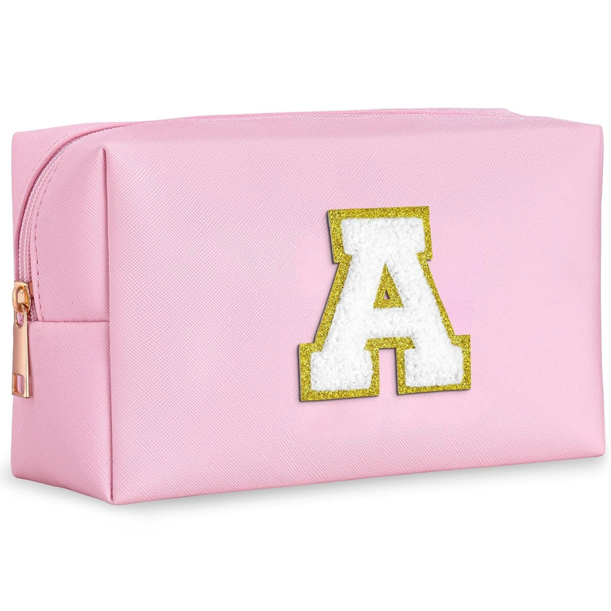NWT ~ Pink Monogram "A" Large Capacity Cosmetic Travel Bag ~ Zipper Top