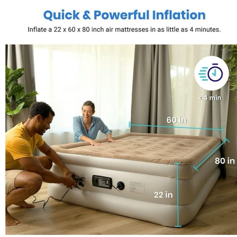 BRAND NEW ~ Quick Electric Black Portable Air Pump Inflator Deflator & 3 Nozzles