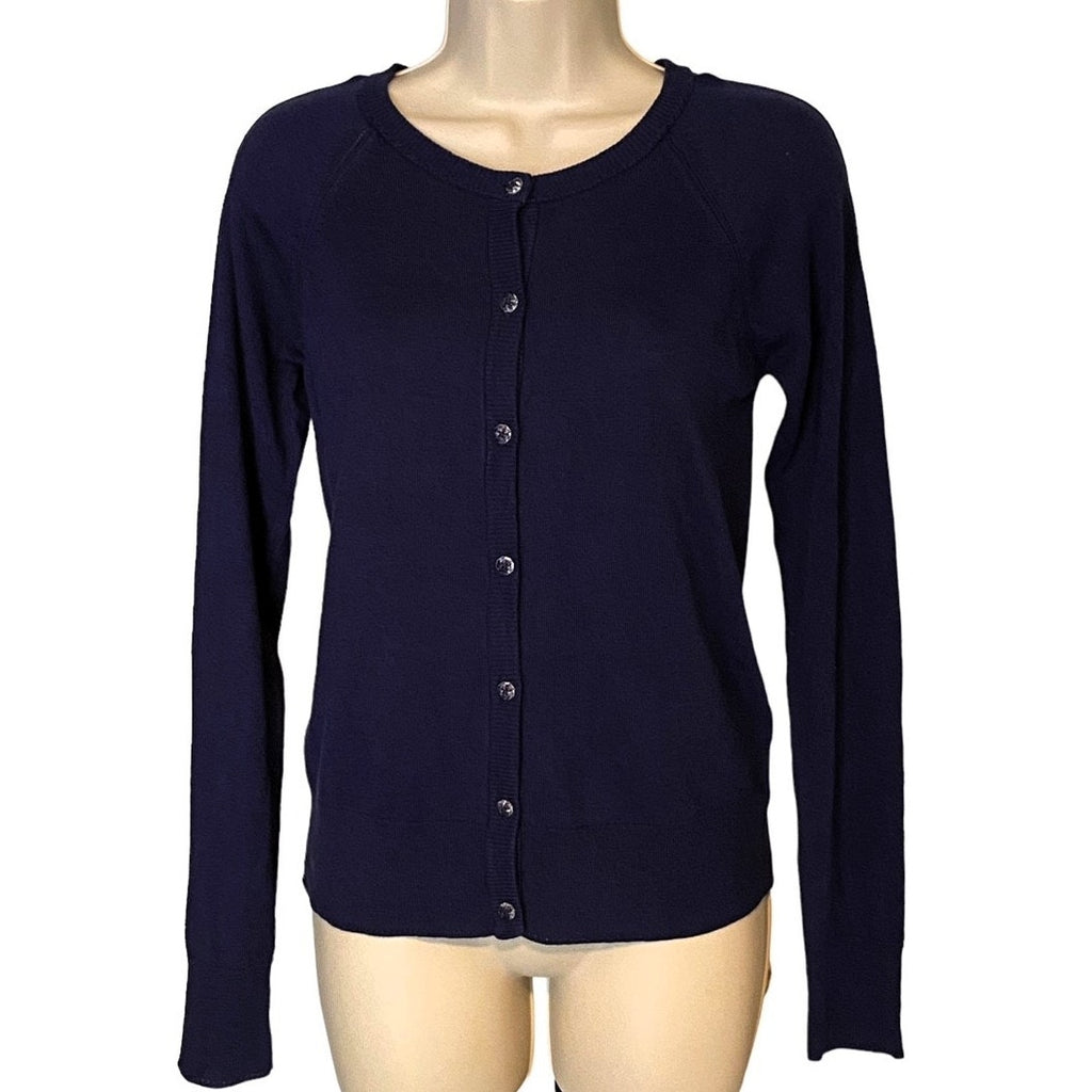 NWT ~ Classic Nightfall Blue Cotton Thin Clear Button Cardigan Sweater ~ Size XL