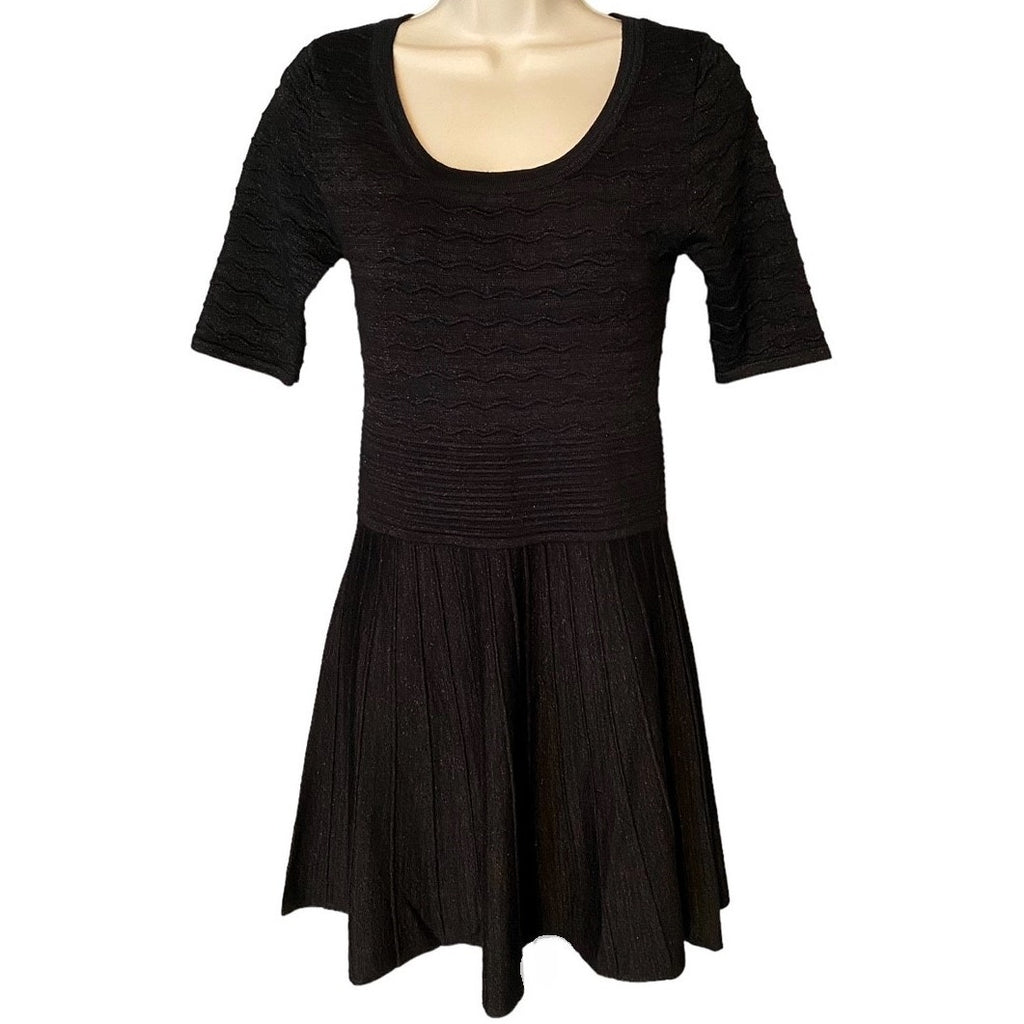 NWT ~ CANDIE'S Metallic Black Knit Swing Bodycon Dress ~ Women's Size SMALL
