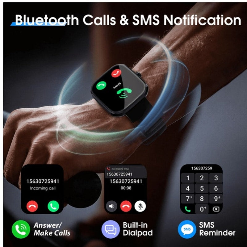 BRAND NEW ~ Black 1.91" HD Smart Watch Android iPhone Fitness Tracker Bluetooth