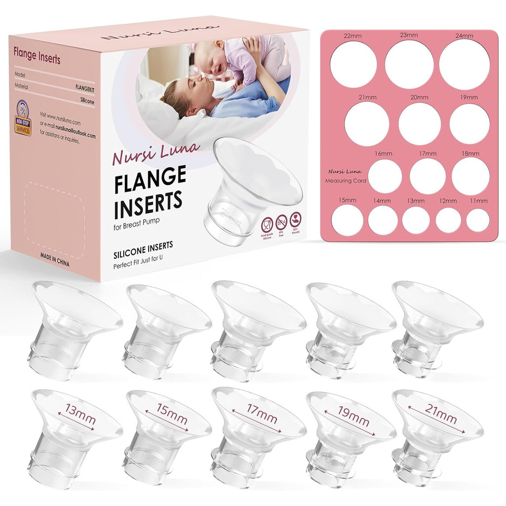 BRAND NEW ~ Silicone Breast Pump Flange Sizing Kit 10pc Flange Inserts
