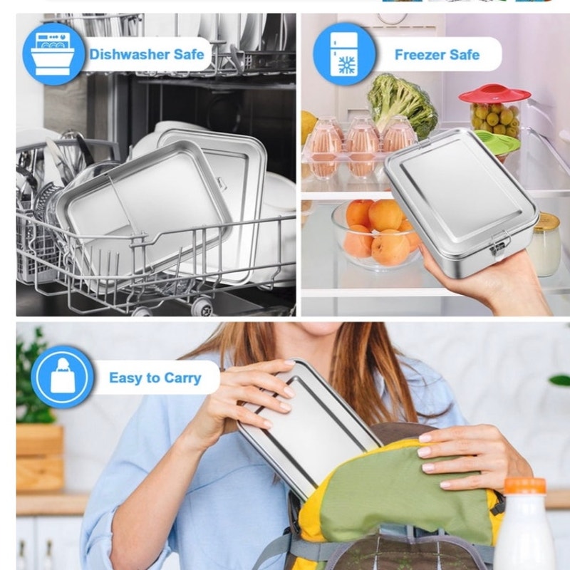 BRAND NEW ~ Stainless Steel 29ox Lunch Box Metal Bento Box & Removeable Divider