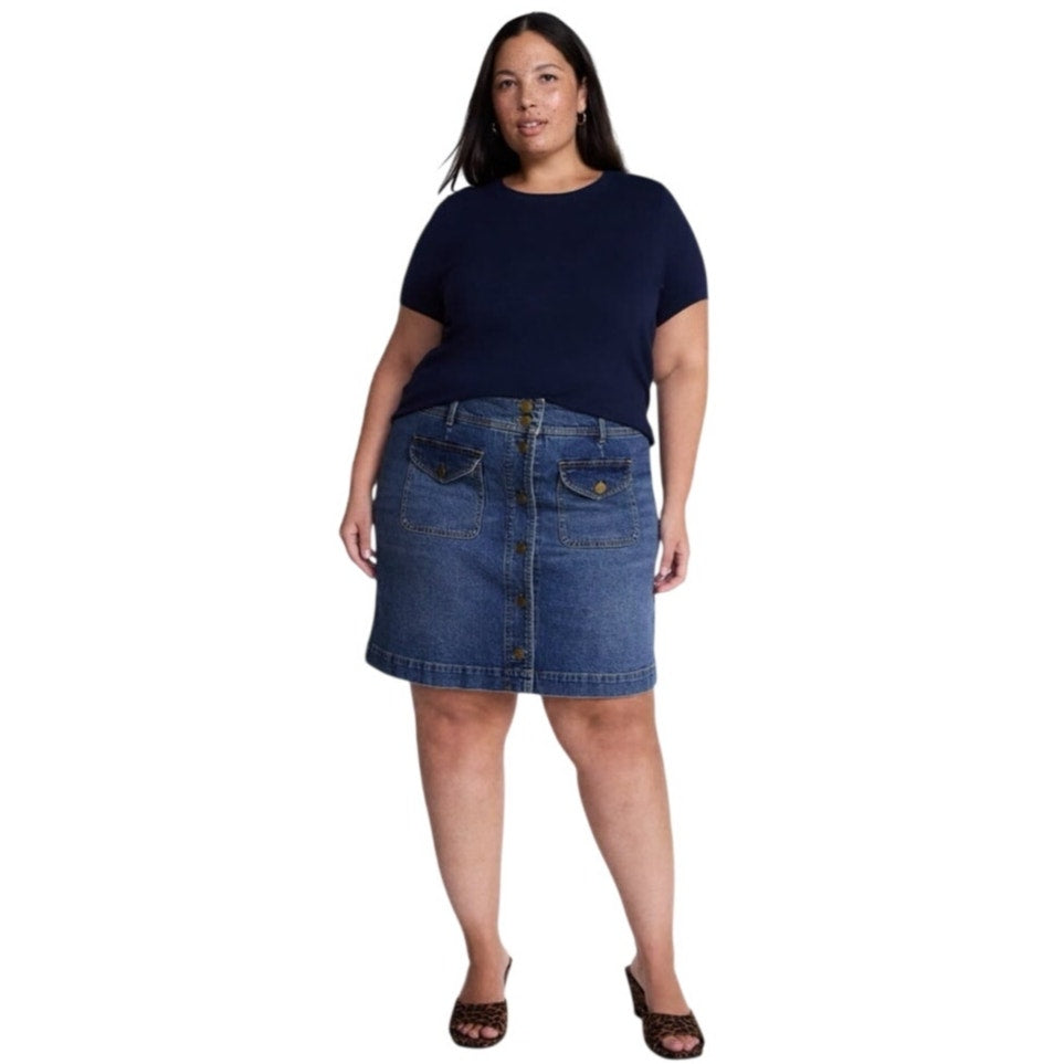 NWT ~ Women's Plus Size Lightweight Navy Blue Short Sleeve Sweater Top ~ Plus 3X