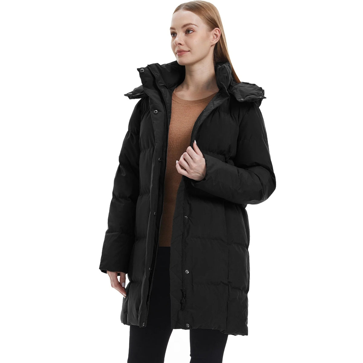 NWT ~ Women's Longer Black Quilted Coat Winter Puffer Jacket & Hood ~ SMALL