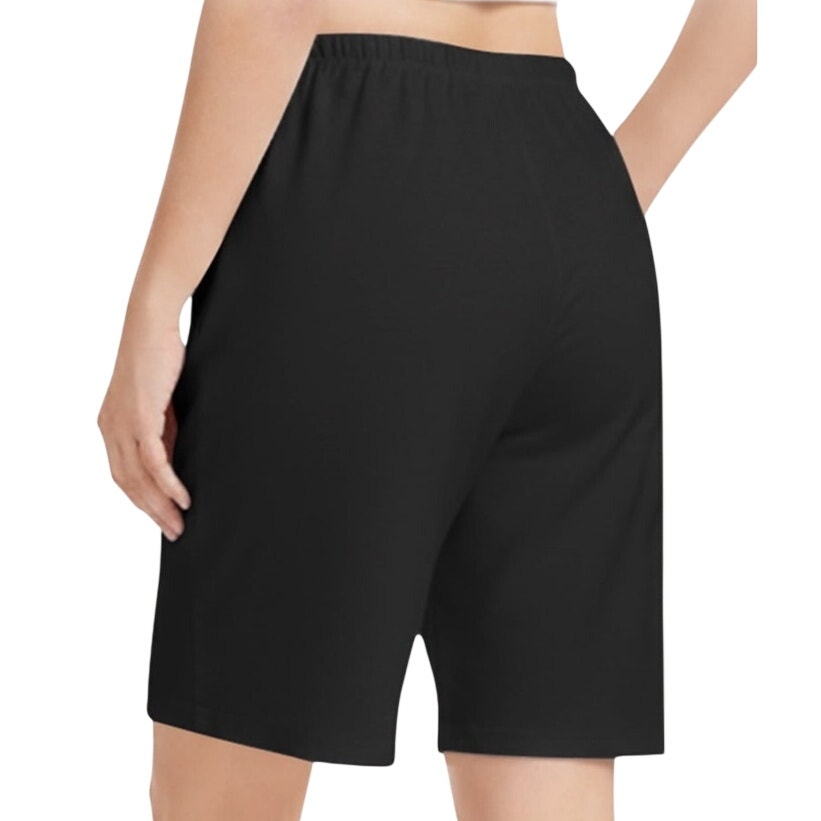 NWT ~ Black Knit Workout Casual Summer Shorts ~ Drawstring & pockets ~ LARGE