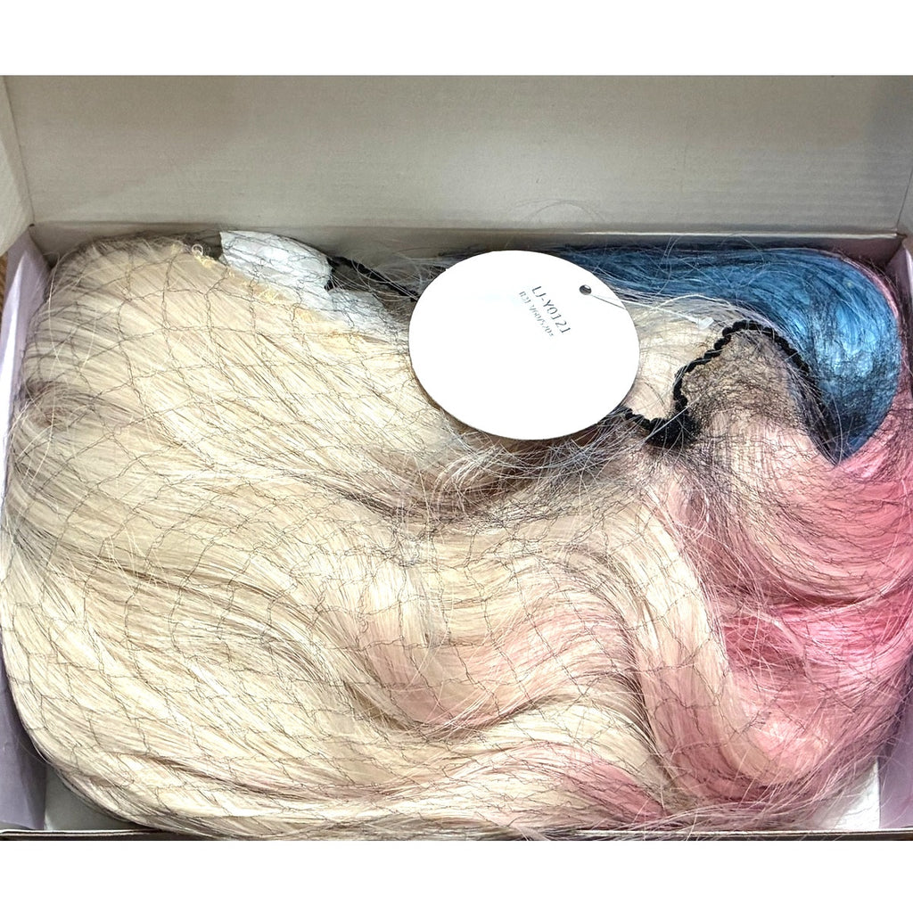 BRAND NEW ~ 14 Inch Blonde Ombre Pink Blue Short Wavy Wig ~ Cosplay Halloween