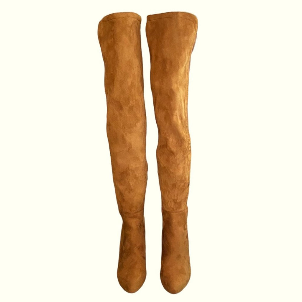 NWT ~ Rust Brown Suede Over-The-Knee Boots NWT Size 35 ( 5 ) Stretchy Back