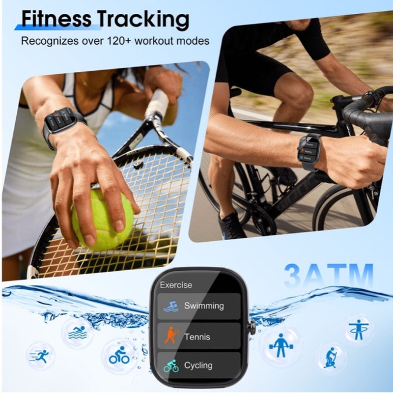 BRAND NEW ~ Black 1.91" HD Smart Watch Android iPhone Fitness Tracker Bluetooth