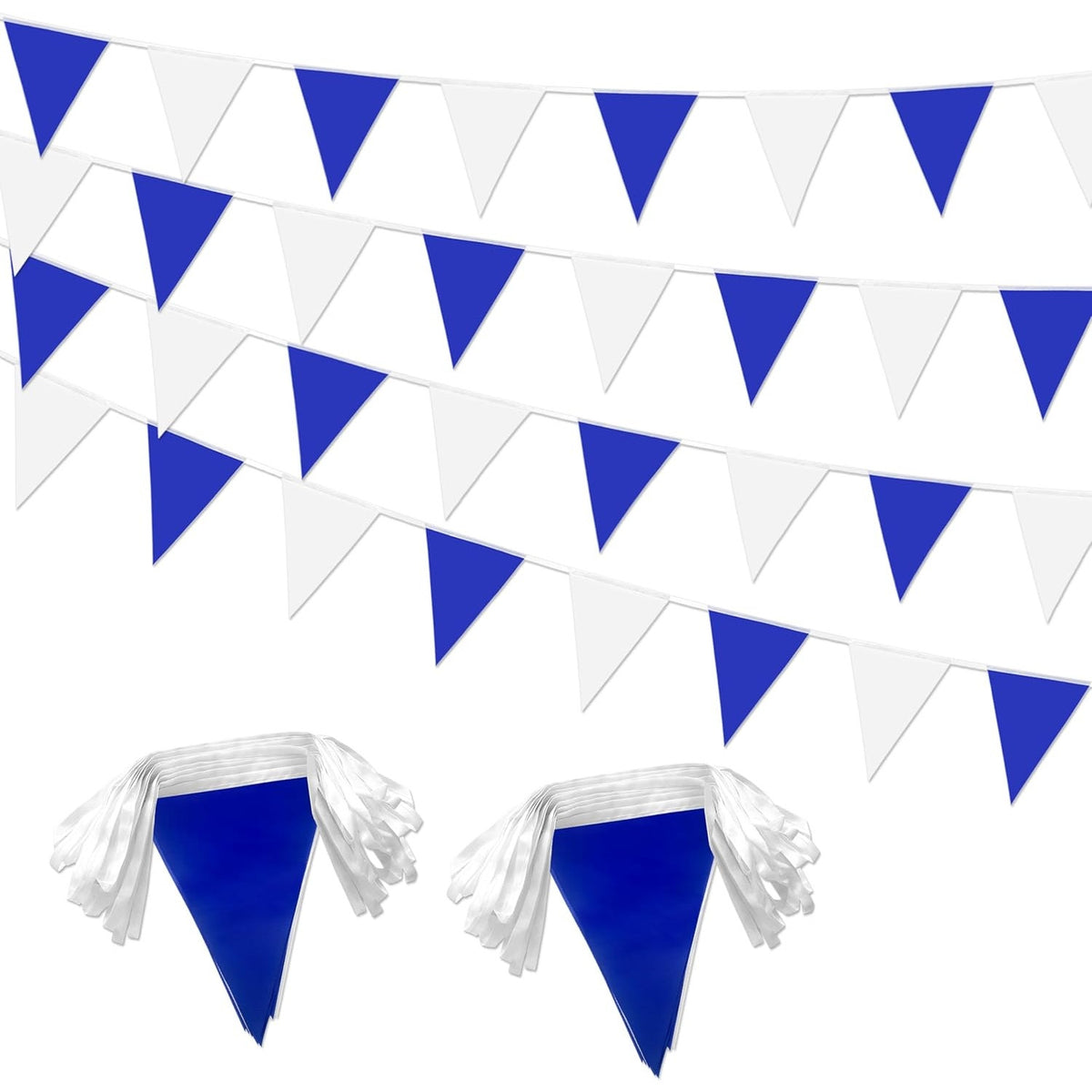 BRAND NEW ~ 200 Feet Blue & White Pennant Banner Triangle Flags Bunting