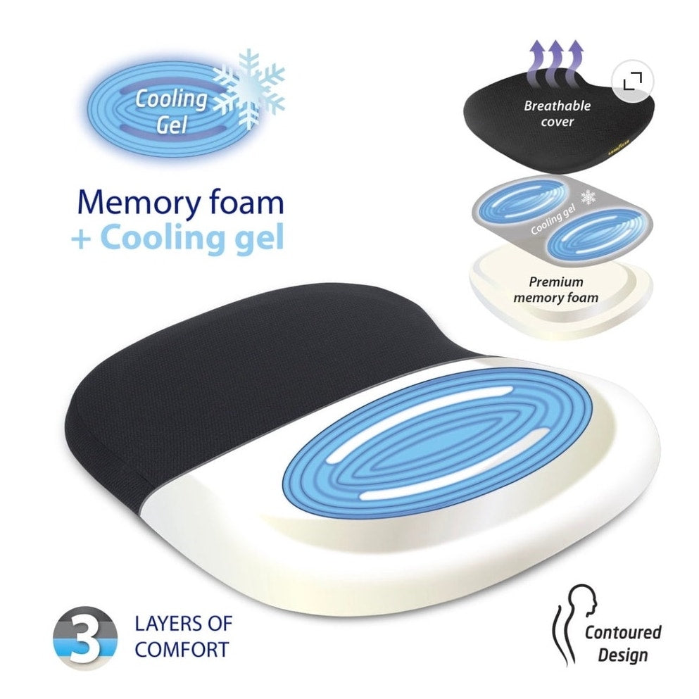 BRAND NEW ~ Goodyear Memory Foam & Cooling Gel Seat Cushion ~ Car Home Office