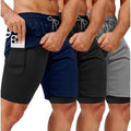 NWT ~ Set/3 Men's Workout 2-in-1 Gym Shorts with Pockets Liner & Towel Loop XXL