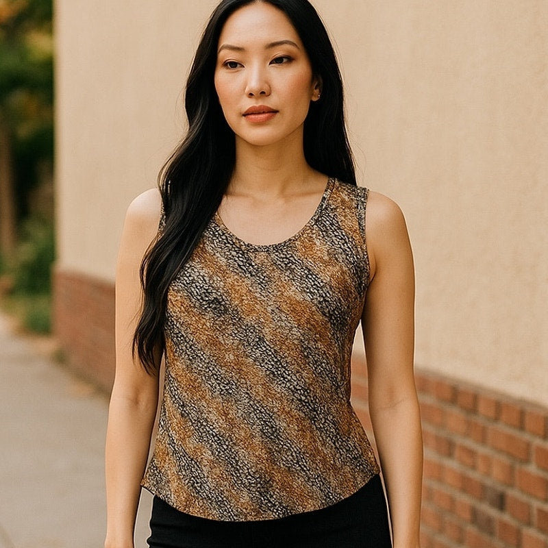NWT ~ Vintage CINEMA EXOILE Metallic Cami Blouse Top Gold Threaded ~Womens SMALL