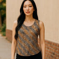 NWT ~ Vintage CINEMA EXOILE Metallic Cami Blouse Top Gold Threaded ~Womens SMALL