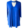 NWT ~ ZENANA PREMIUM Bright Royal Blue Carrigan Keyhole Pockets Tunic Dress ~ M