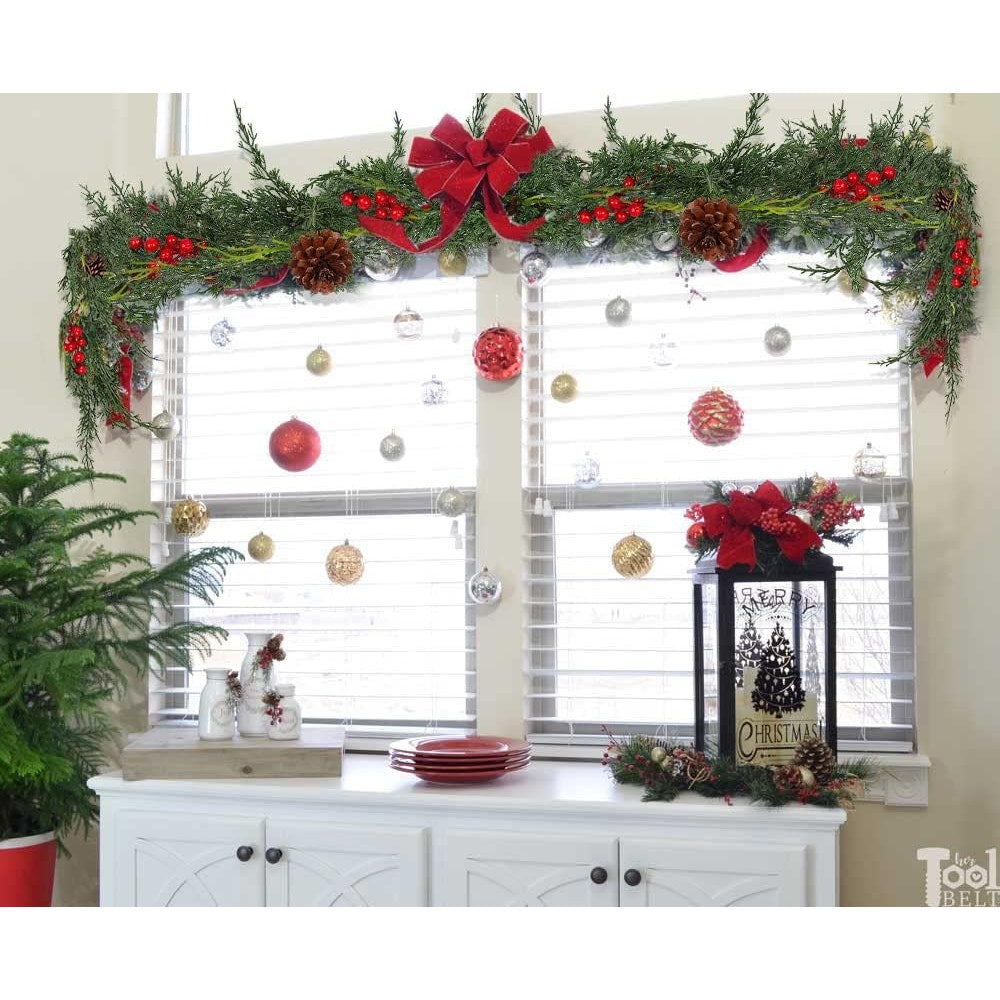 BRAND NEW ~ Christmas Pine Garland Realistic Winter Greenery & Berries & Cones