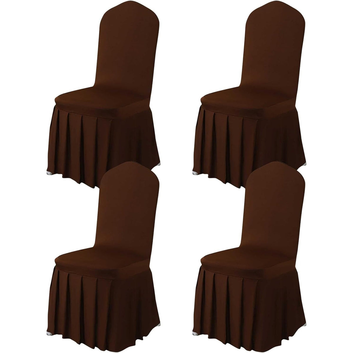 BRAND NEW ~ Set/4 Brown Removable Fitted Chair Skirt Stretch Spandex Covers