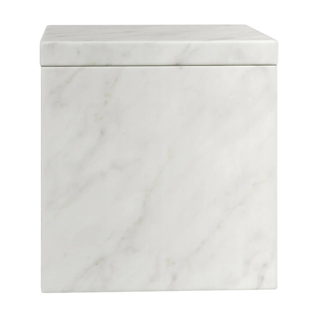 NWT ~ Marmol White & Gray Genuine Marble Bathroom Counter Storage Box with Lid