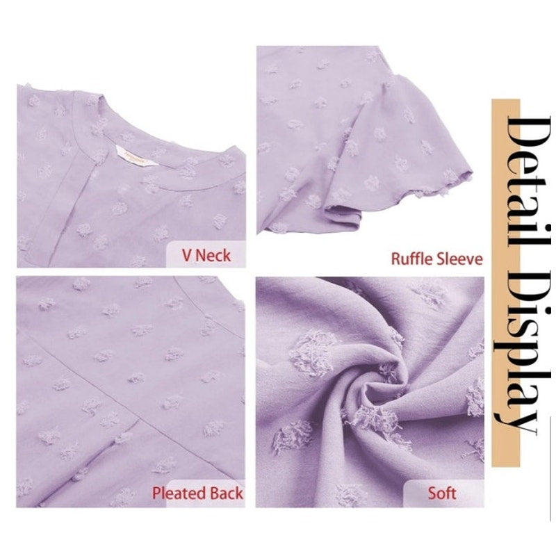 NWT ~ Women's Light Lavendar Purple Flowy Summer Dressy V-Neck Blouse Top ~ XL