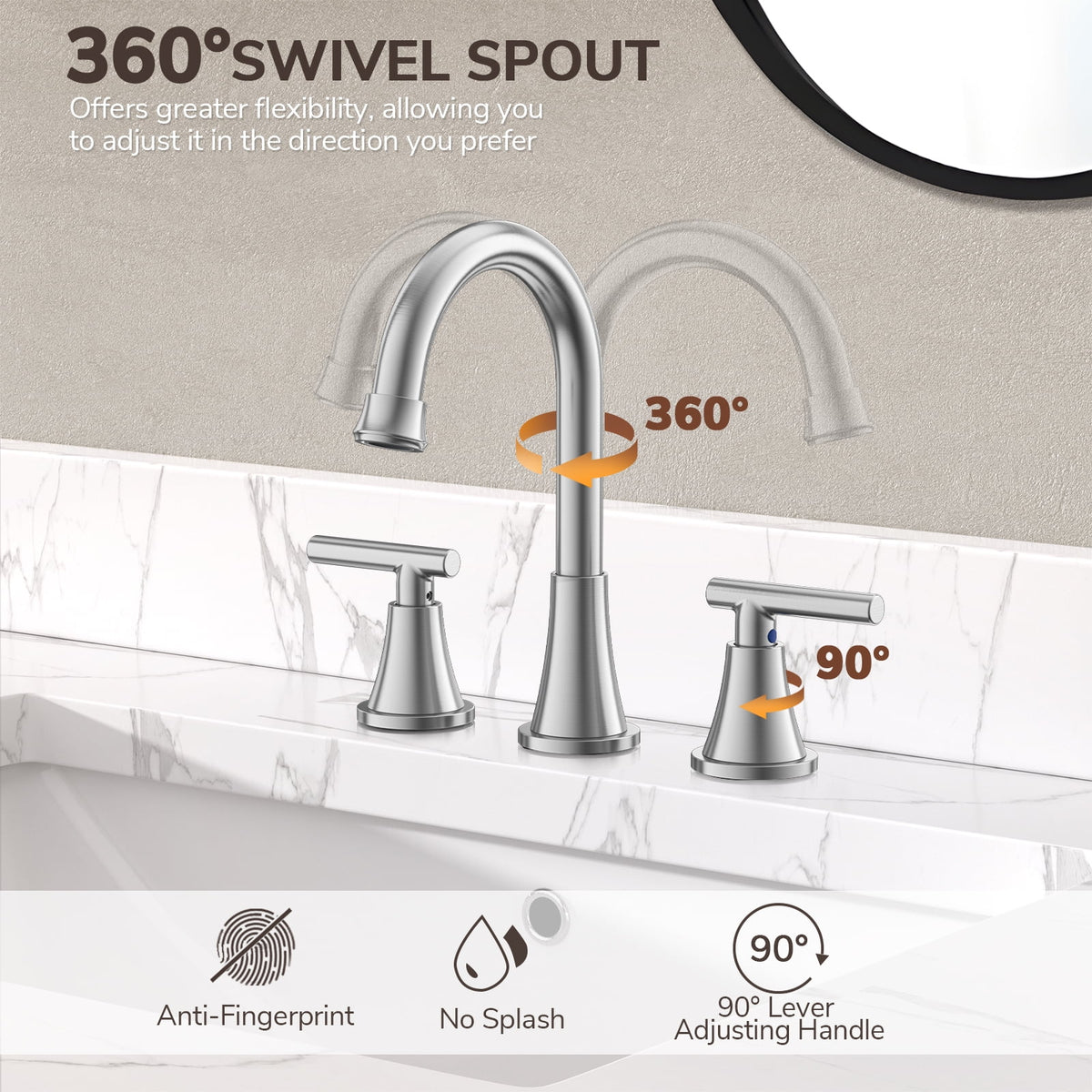 BRAND NEW ~ Brushed Nickel Bathroom Sink 3 Hole Faucet Pop Up Drain Supply Lines