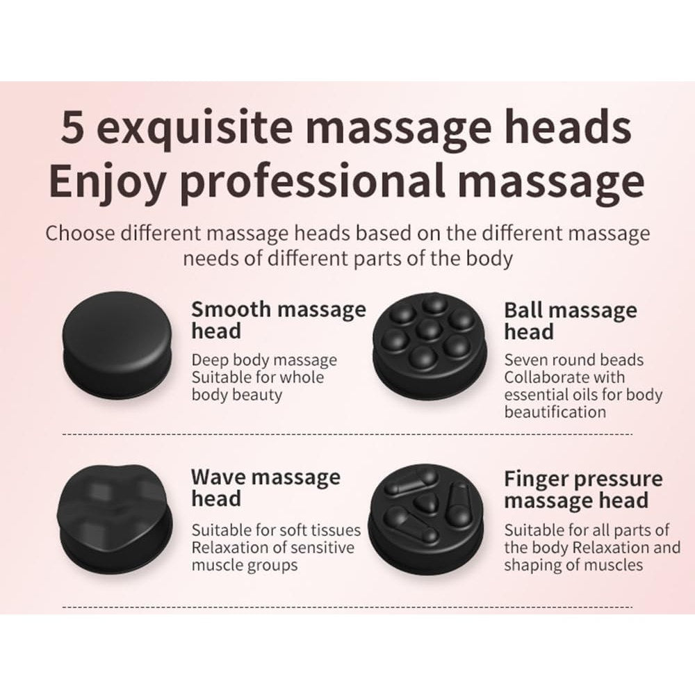 NWT ~ Pink Body Sculpting Machine Handheld Massager & 4 Massage Heads