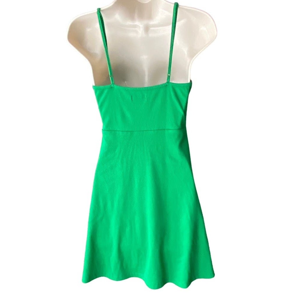 NWT ~ WILD FABLE Green Ribbed Knit Short Skater Mini Dress ~ Women's Size MEDIUM