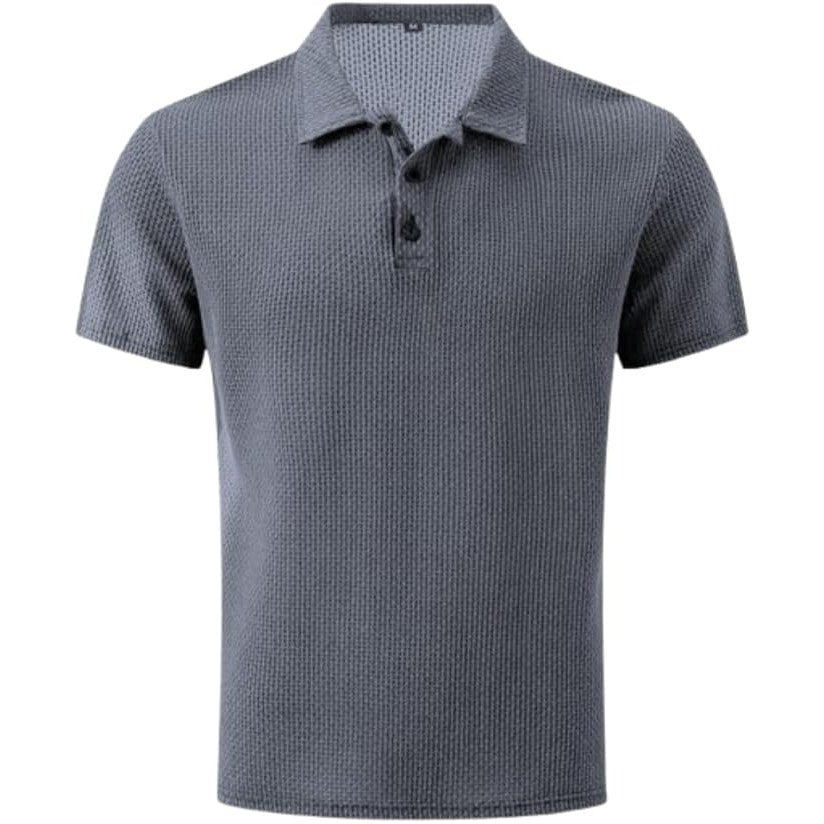 NWT ~ Men's GRAY Waffle Textured Breathable Quick Dry Silky Polo Shirt ~ XXL