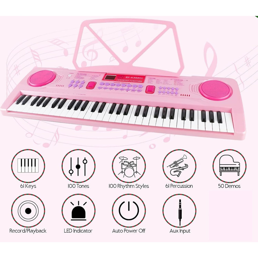 BRAND NEW ~ Pink 61 Key Portable Electronic 24.6" Digital Piano Keyboard