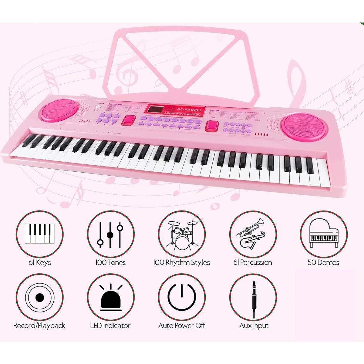 BRAND NEW ~ Pink 61 Key Portable Electronic 24.6" Digital Piano Keyboard