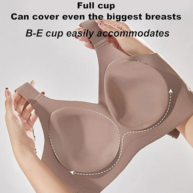NWT ~ Ivory Cream Ribbed Push Up Adjustable Wireless Invisible Lift Bra ~ XL