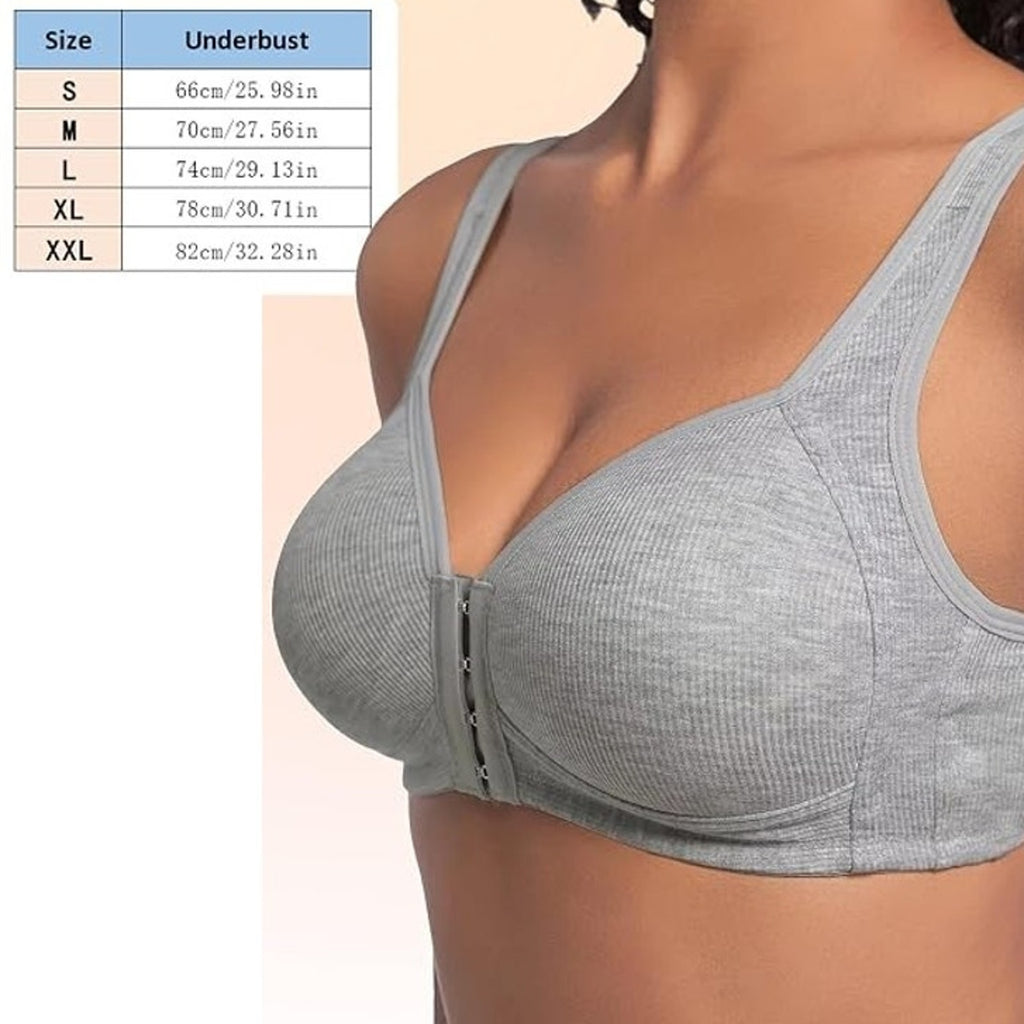 NWT ~ 2 Pack Women's Front Closure Wireless Full Coverage Bras & Nipple Pads ~ L