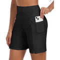 NWT ~ Women's Black High Waisted Swimsuit Bottoms Swim Shorts with Pockets LARGE