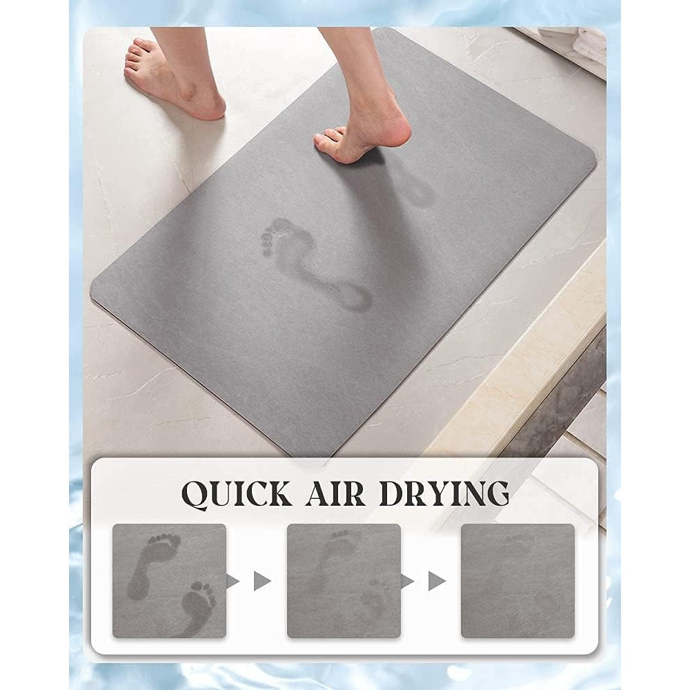 BRAND NEW ~ Gray Faux Suede Rubber Backed Non Slip Absorbent Bath Mat Rug ~ 20" x 32"