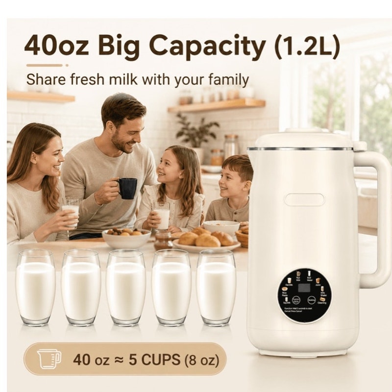 BRAND NEW ~ Beige 8-in-1 Automatic 40oz Self Cleaning Nut Milk Maker Machine
