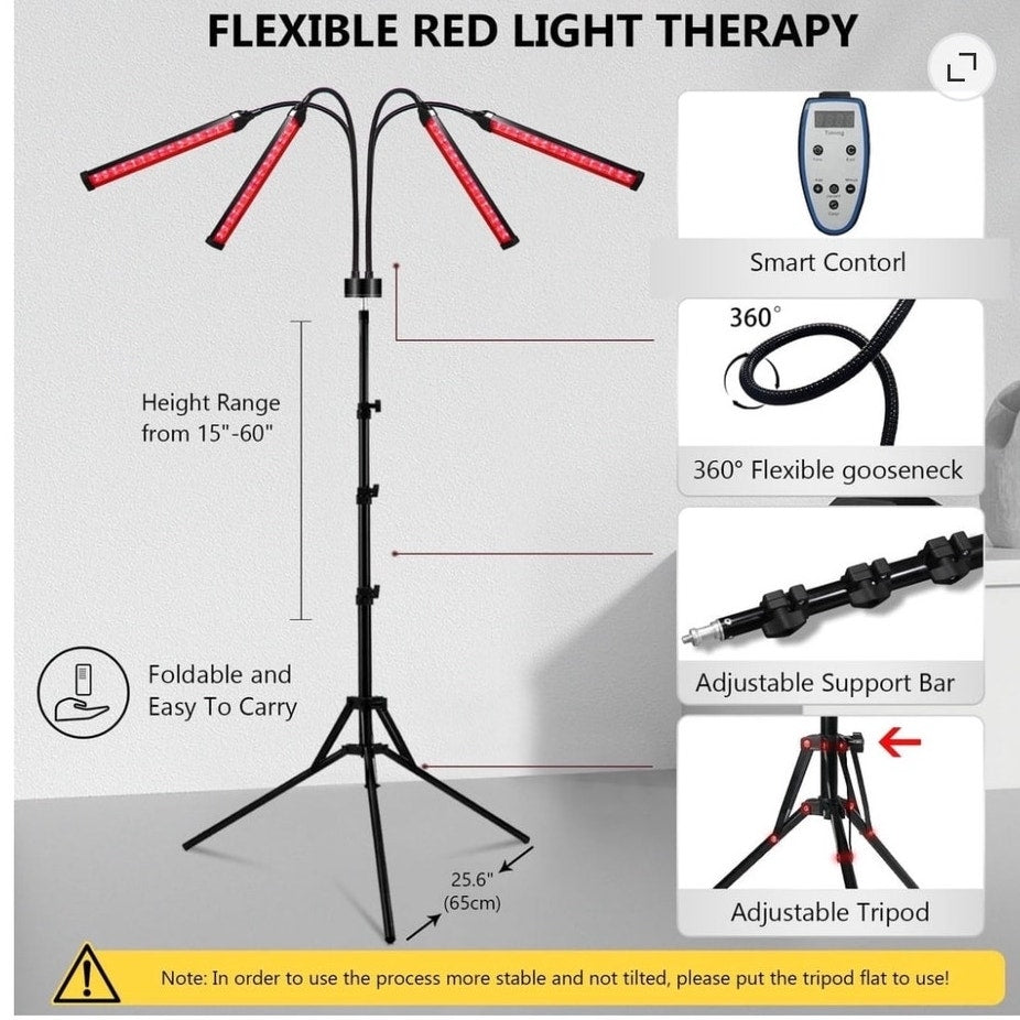 BRAND NEW ~ Red Light Therapy Lamp with Adjustable Height Stand & Timer Infrared