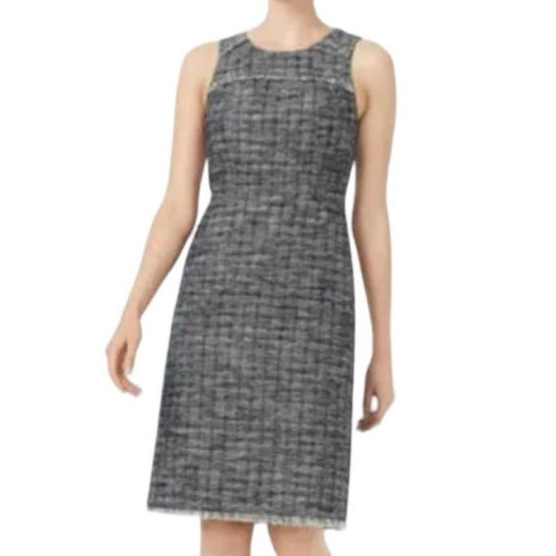 NWT ~ J.CREW Black Tweed Fringe Sheath Sleeveless Dress ~ Womens Size 4