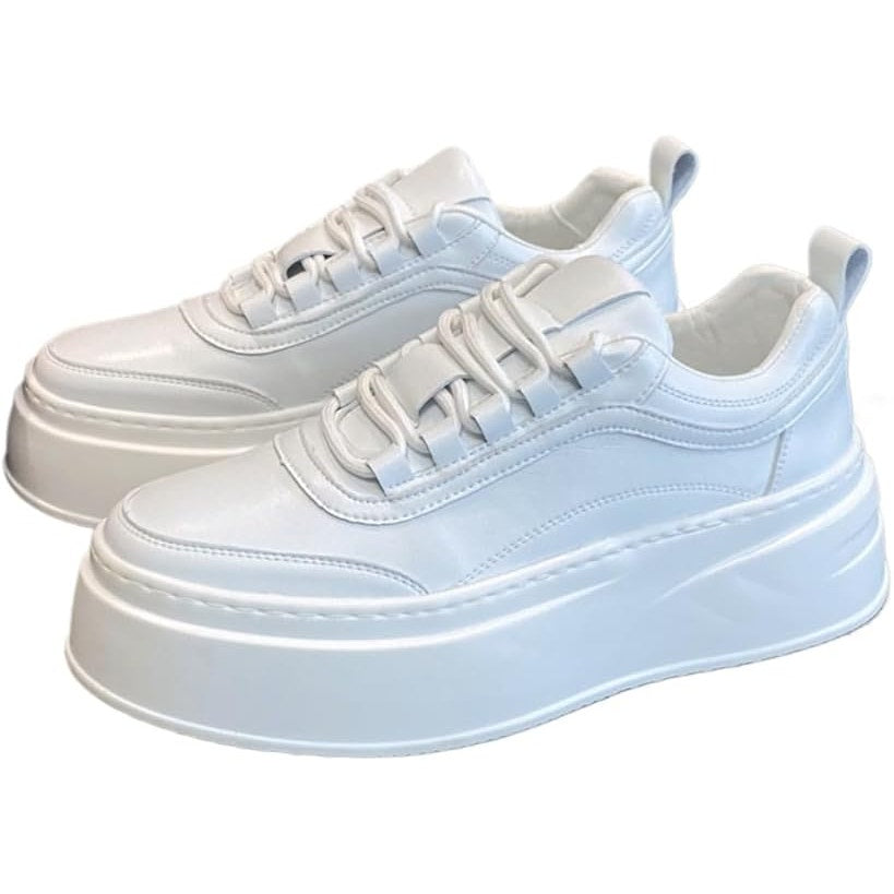 NWT ~ White Breathable Lightweight Faux Leather Platform Sneakers ~ Women's 11.5
