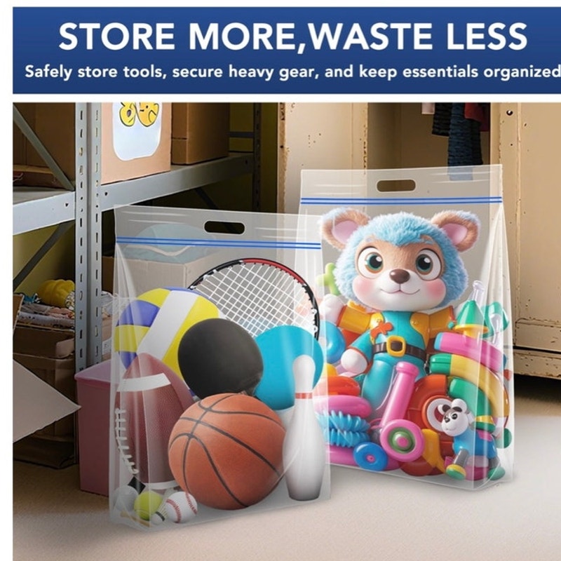 BRAND NEW ~ Set/5 Resealable 15 Gallon Jumbo Durable Storage Bags with Handles